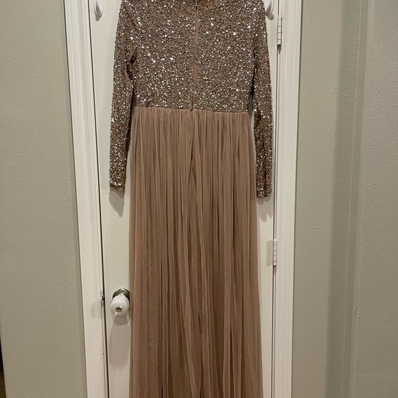 ASOS Maternity Pink Sequin Pleated Maxi Gown - Picture 3 of 15